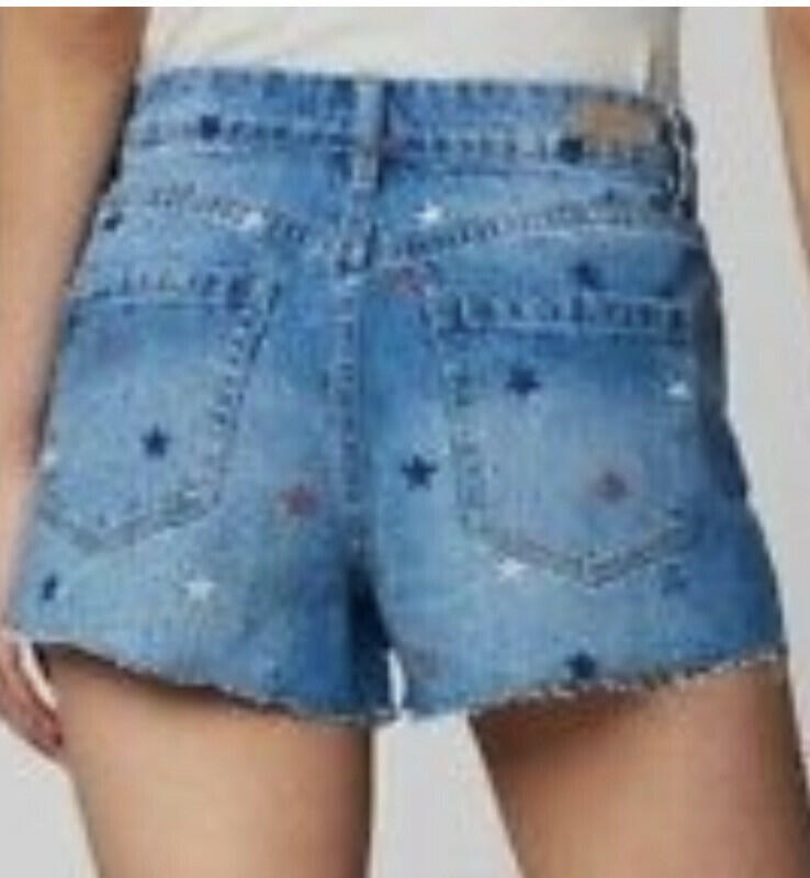 Blanknyc Star Embroidered Denim Shorts in Born In The Usa