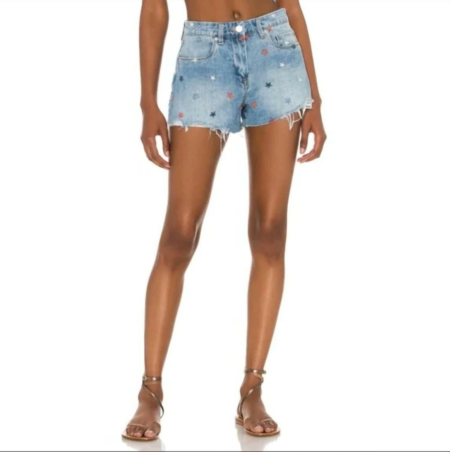 Blanknyc Star Embroidered Denim Shorts in Born In The Usa