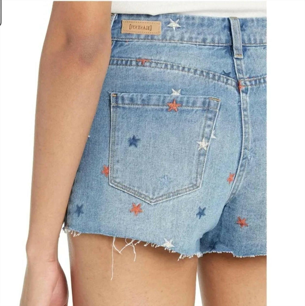 Blanknyc Star Embroidered Denim Shorts in Born In The Usa
