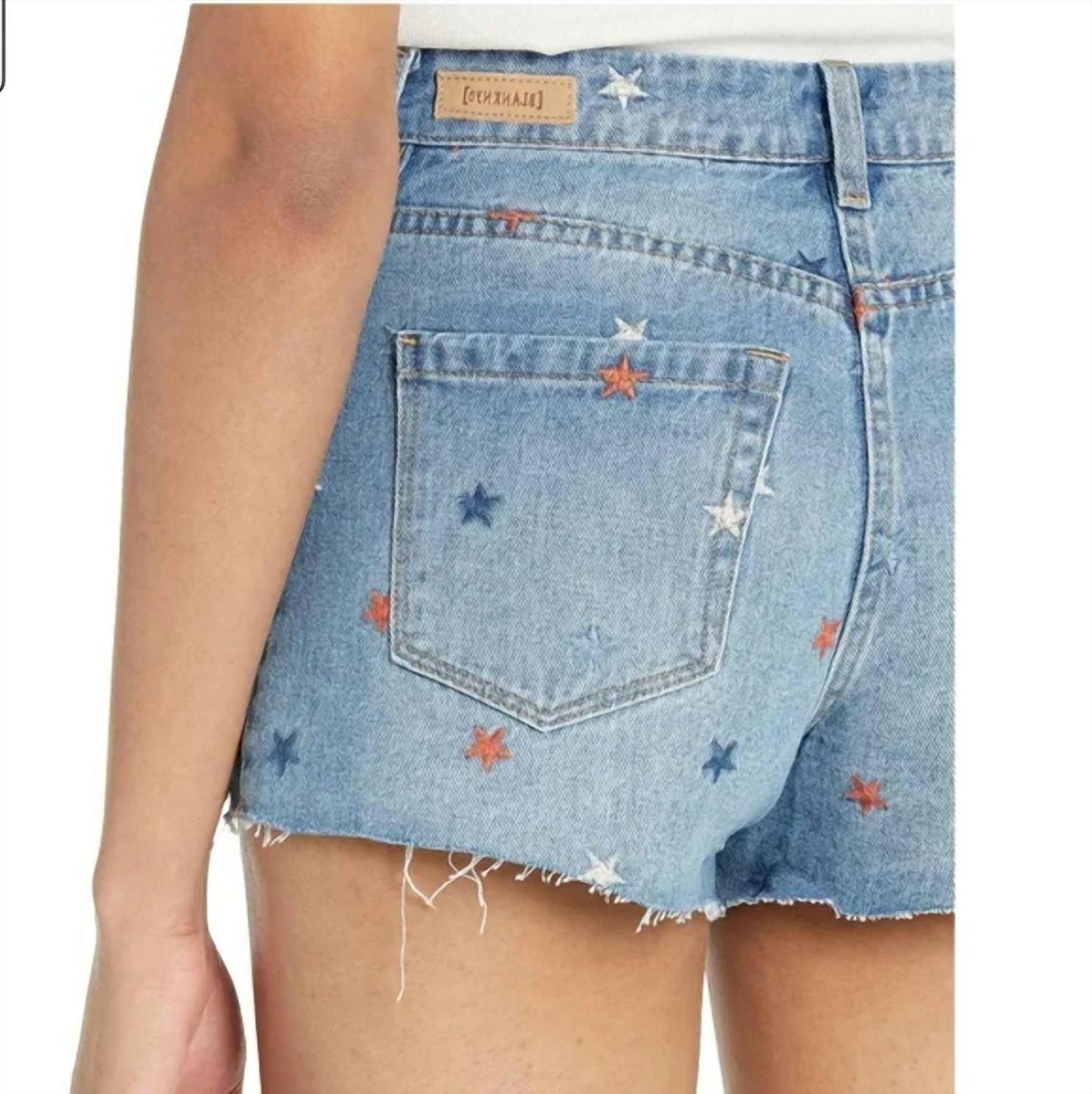 Blanknyc Star Embroidered Denim Shorts in Born In The Usa