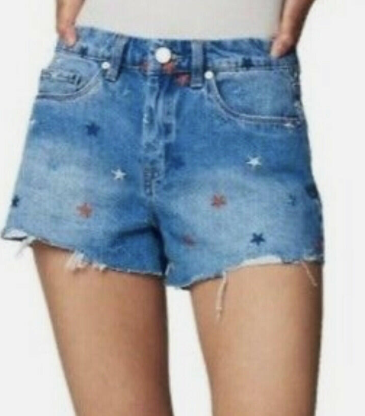 Blanknyc Star Embroidered Denim Shorts in Born In The Usa