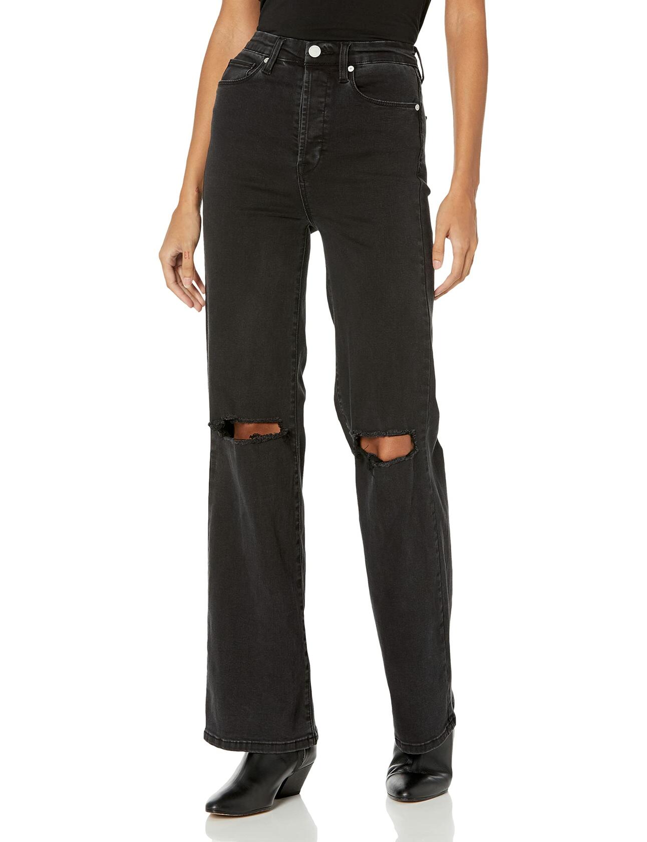 [BLANKNYC] Womens Rib-cage Ripped Pant Jeans, Justified, 24, 26 US black