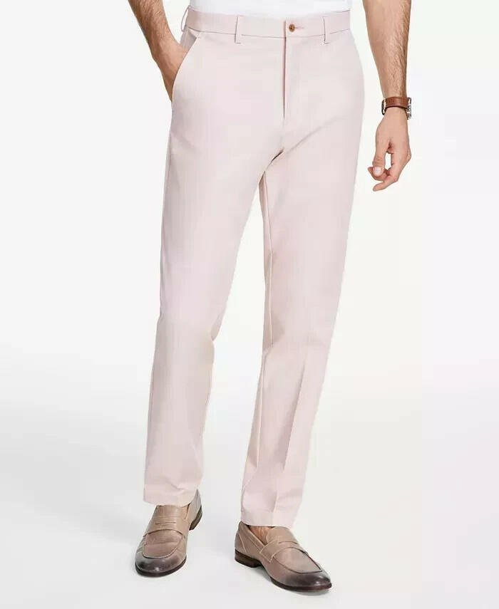 Michael Kors Men's Pants Classic Fit Spring Cotton Stretch, Pink,   40Wx32L