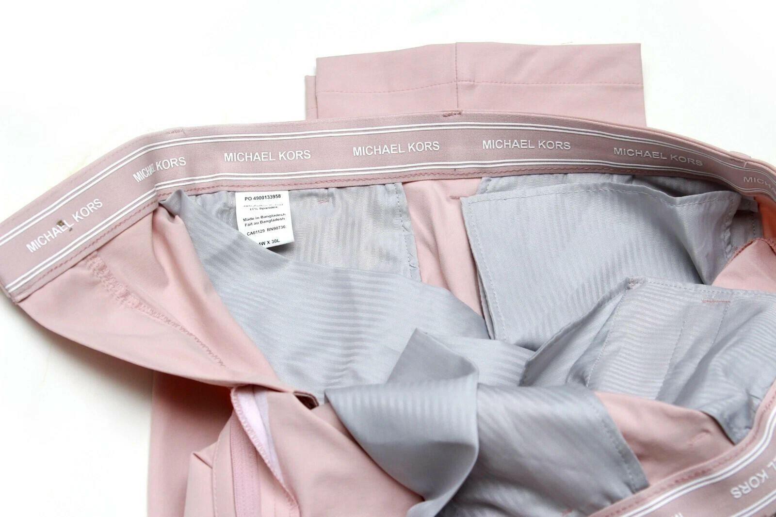 Michael Kors Men's Pants Classic Fit Spring Cotton Stretch, Pink,   40Wx32L