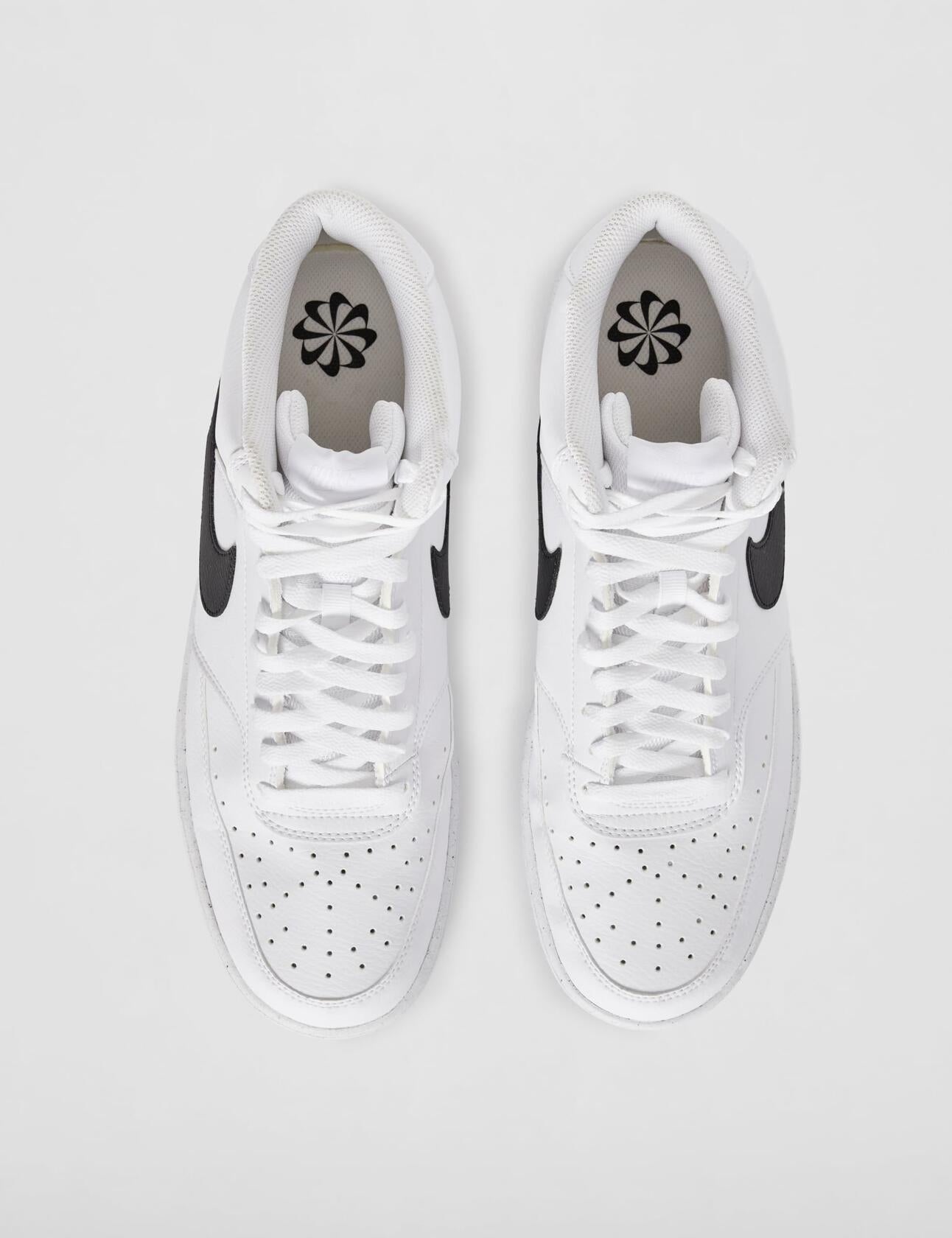 Nike Men's Court Vision Mid Next Nature Shoes, White/Black-White, unisex white color may having yellow marks