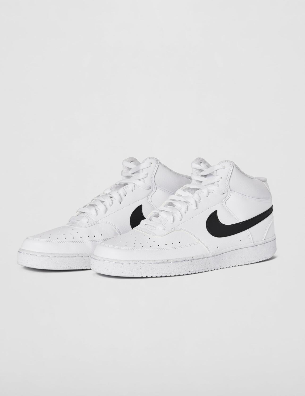 Nike Men's Court Vision Mid Next Nature Shoes, White/Black-White new