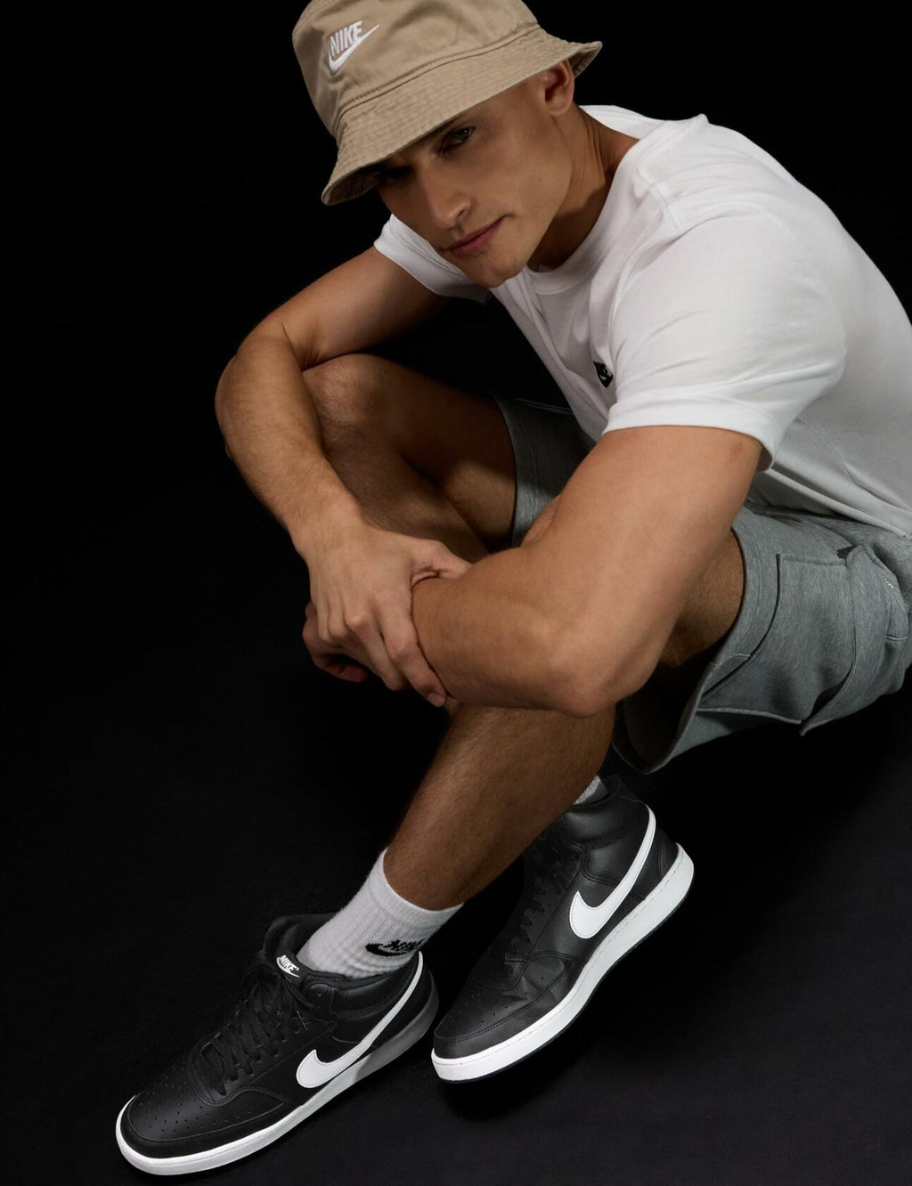 Nike Men's Court Vision Mid Next Nature Shoes, Black/White-Black