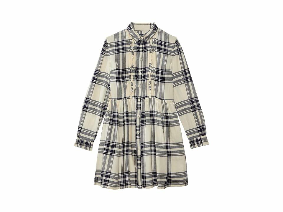 Polo Ralph Lauren Kids Plaid Cotton Twill Shirtdress (Big Kid) Girl's Dress 148 Cream/Navy : 14 Big Kid, Cotton/Twill