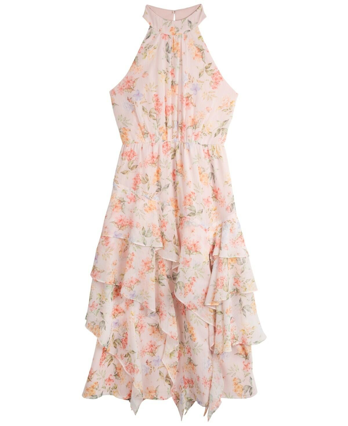Rare Editions Blush Chiffon Halter Dress Size 16 New With Tags