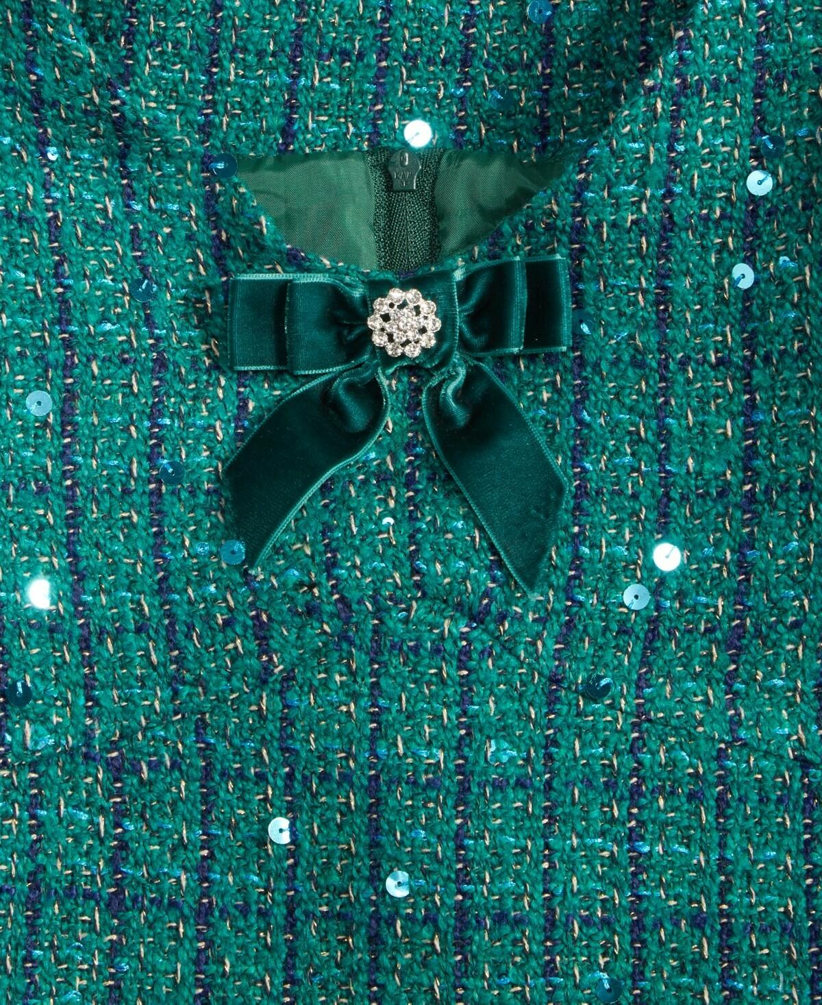 Rare Editions Big Girls Sequin Tweed Social Dress - Hunter Size 14