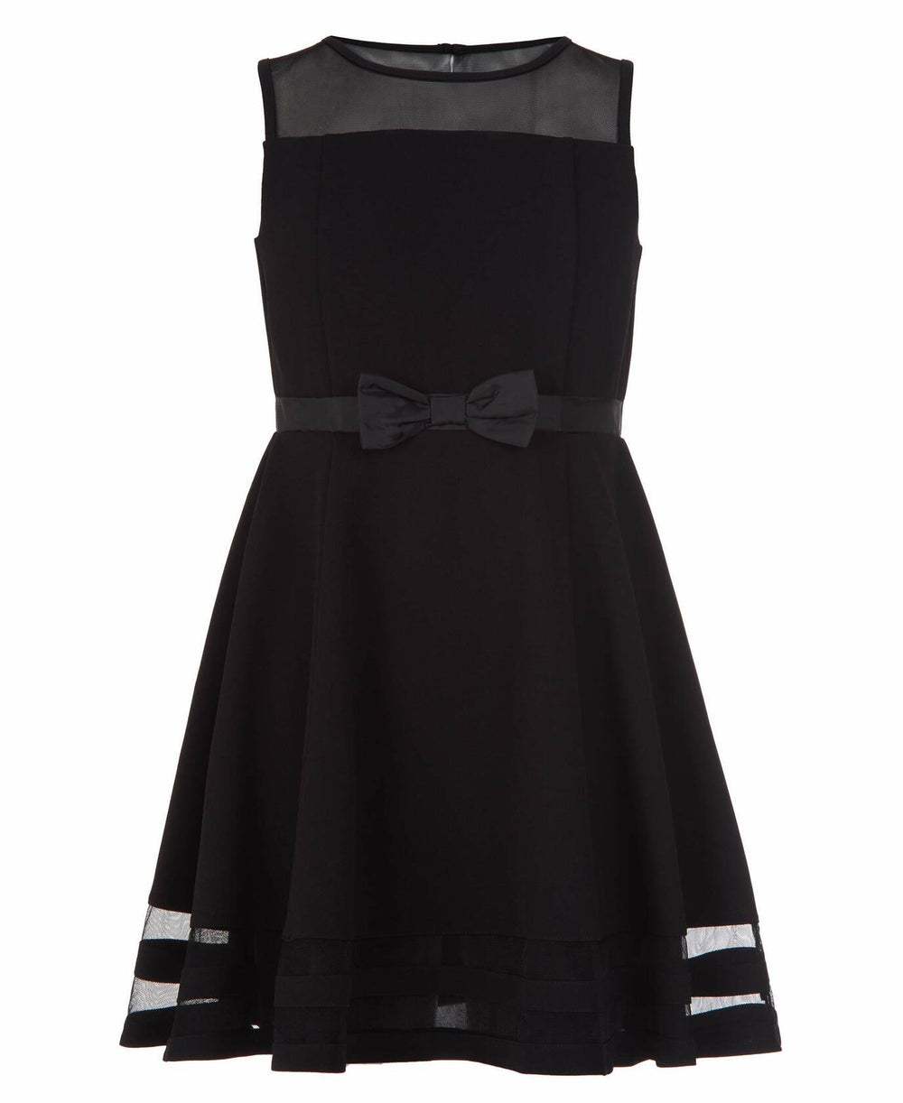 Calvin Klein Girls Sleeveless Party Dress, Fit and Flare Silhouette, Round Neckline & Back Zip Closure, Black, 12