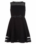 Calvin Klein Girls Sleeveless Party Dress, Fit and Flare Silhouette, Round Neckline & Back Zip Closure, Black, 12
