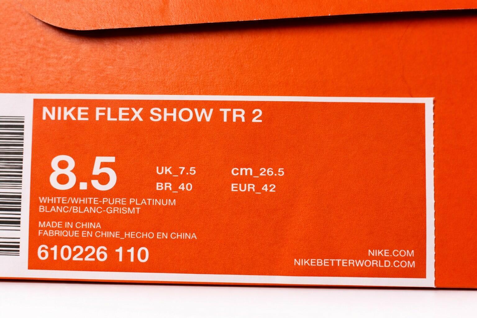 Nike Flex Show TR 2 White Athletic Sneakers 610226-110 Men's Low Top