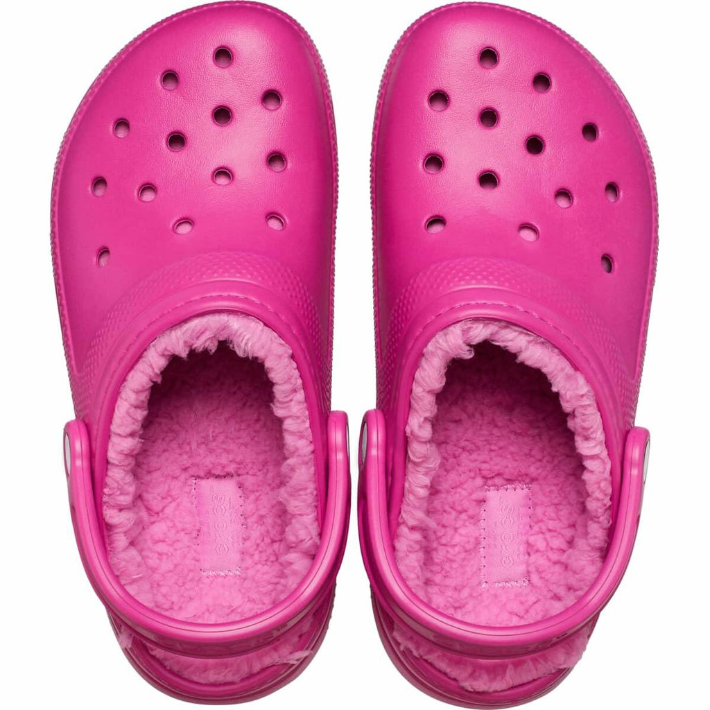Crocs Unisex Adult Mens and Women's Classic Lined | Fuzzy Slippers Clog, Fuchsia Fun
