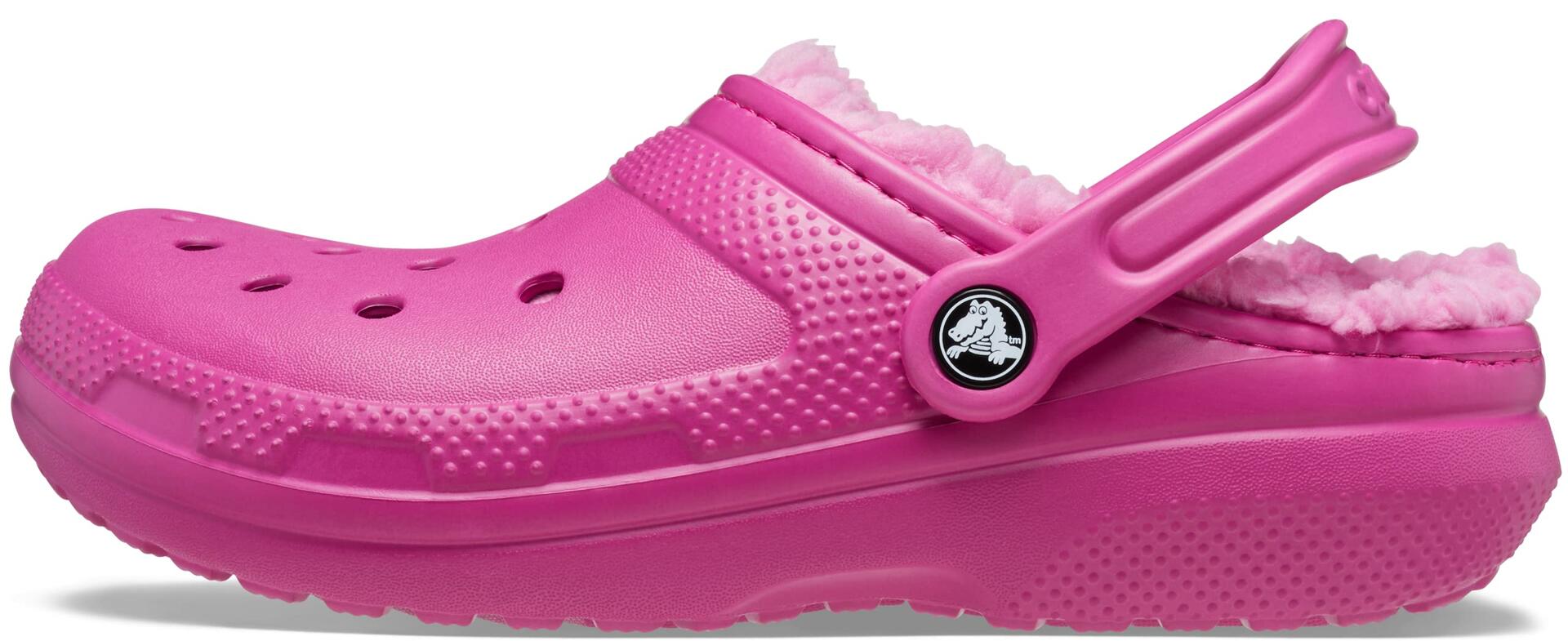 Crocs Unisex Adult Mens and Women's Classic Lined | Fuzzy Slippers Clog, Fuchsia Fun
