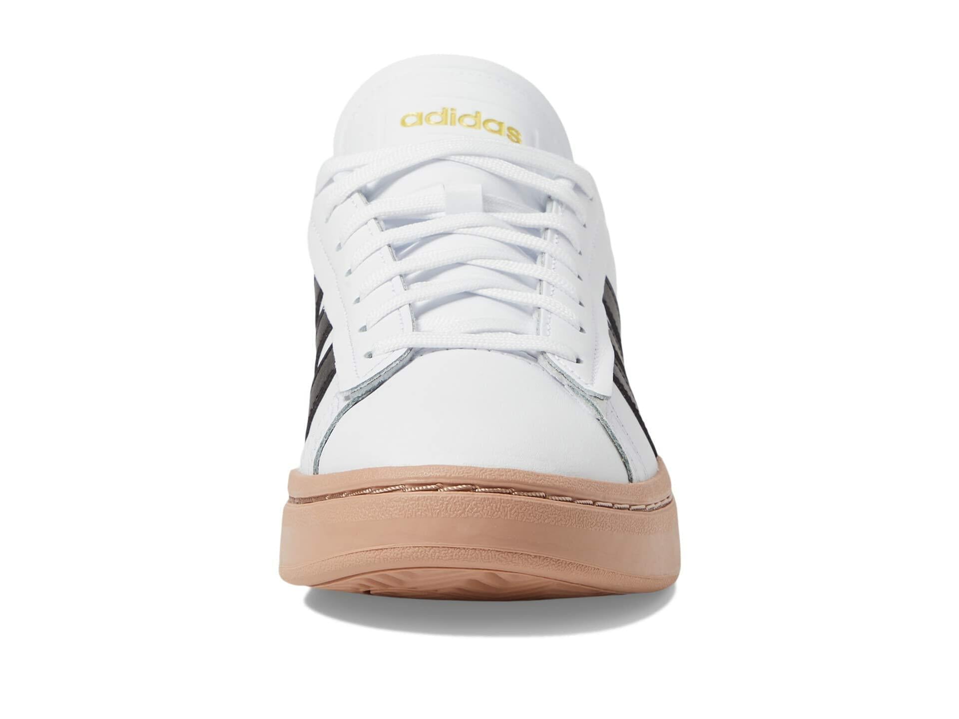 adidas Originals women's Grand Court Alpha White/Core Black/Silver Violet 9 B (M)
