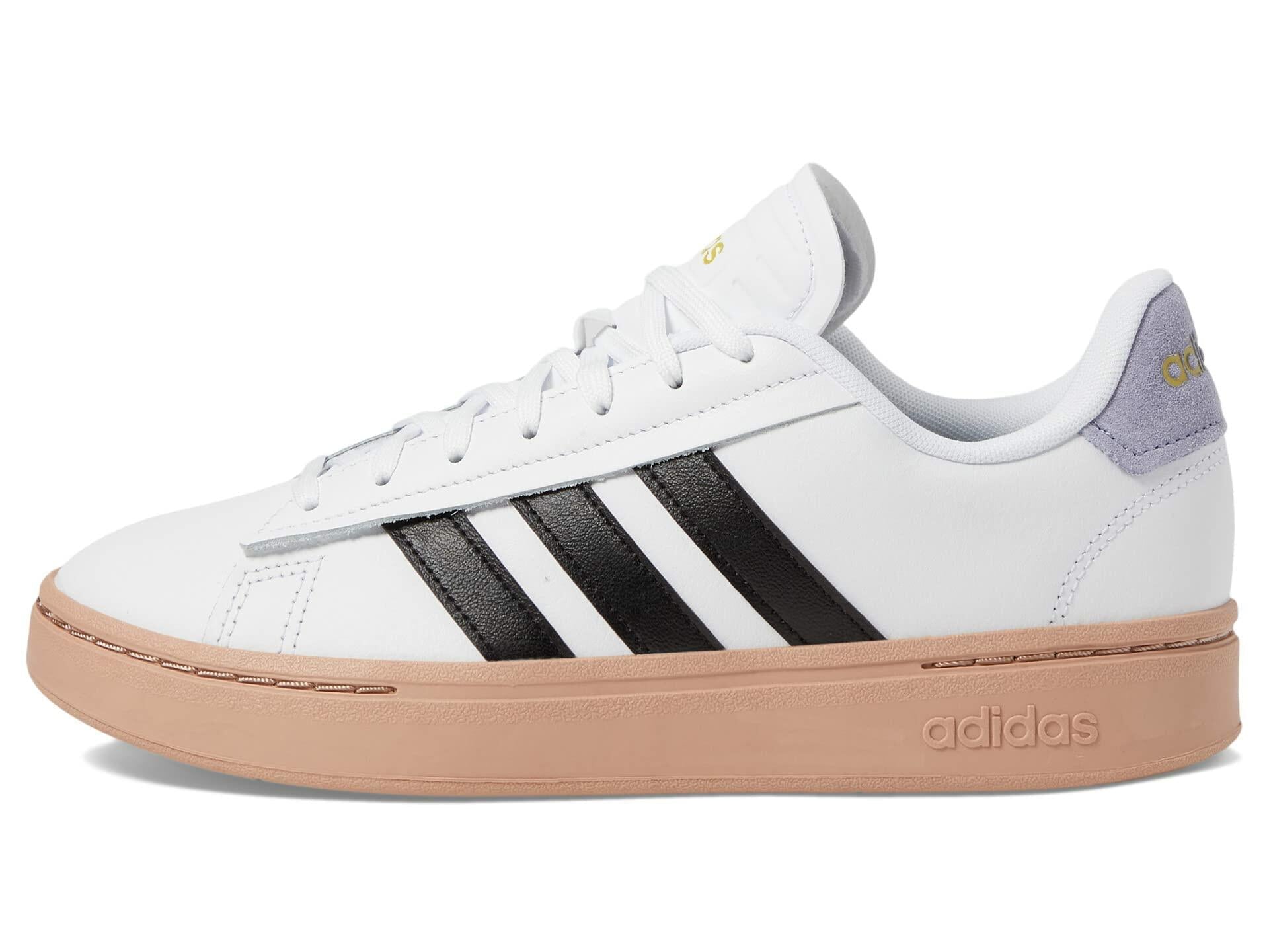adidas Originals women's Grand Court Alpha White/Core Black/Silver Violet 9 B (M)