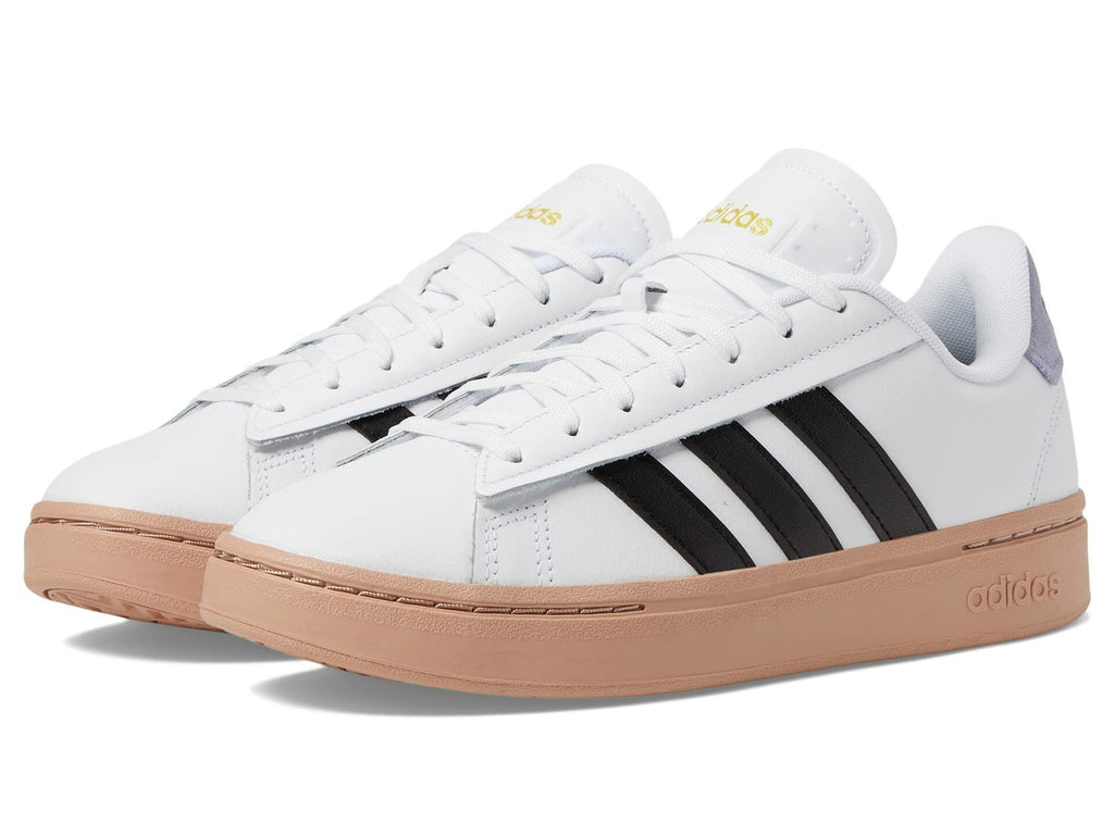 adidas Originals women's Grand Court Alpha White/Core Black/Silver Violet 9 B (M)