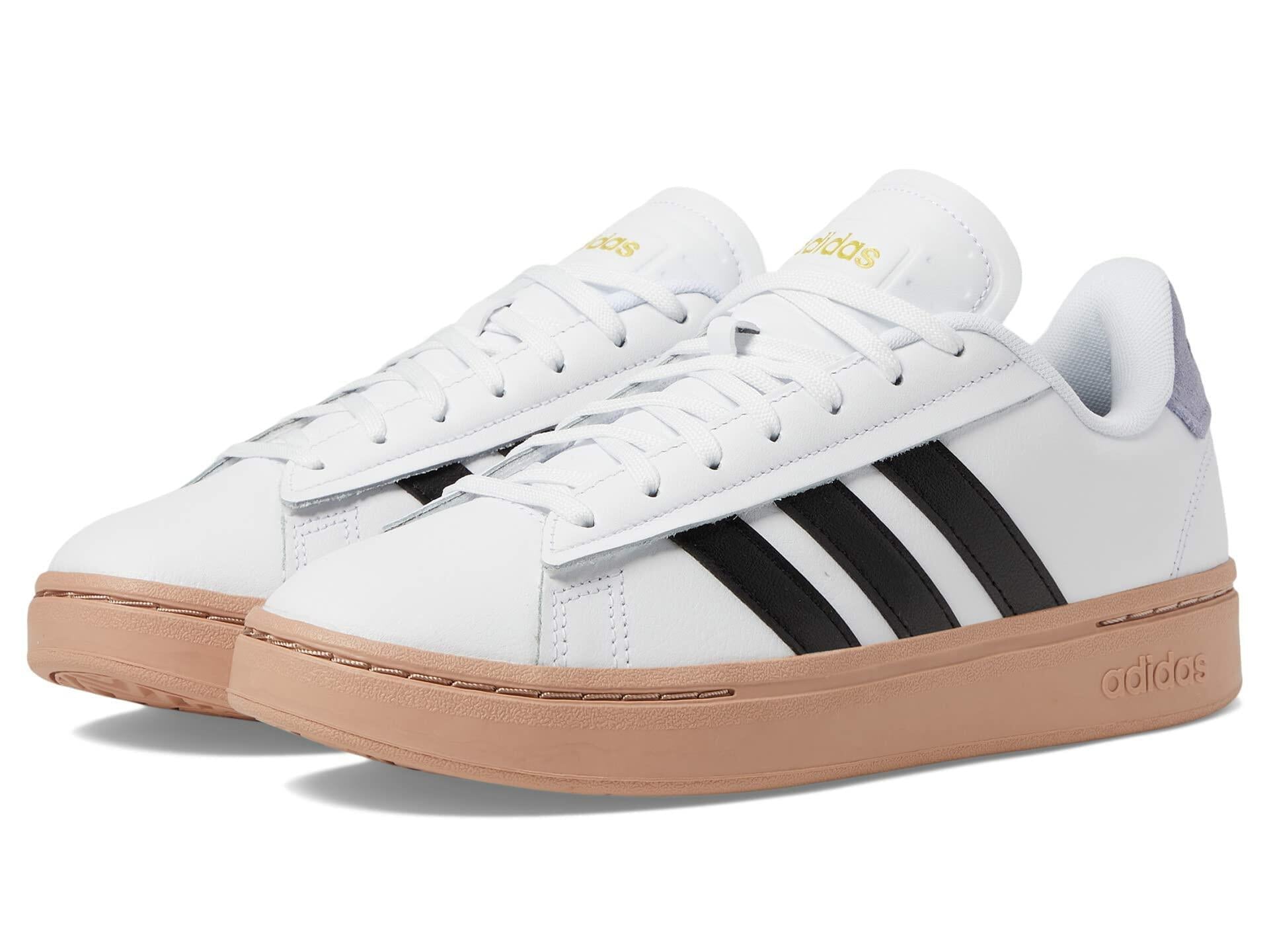 adidas Originals women's Grand Court Alpha White/Core Black/Silver Violet 9 B (M)