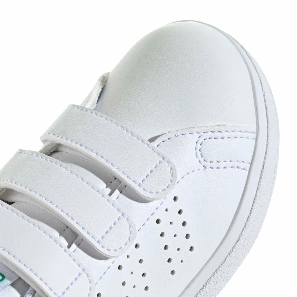 adidas Unisex-Kids Advantage Base 2.0, White/White/Green, 2