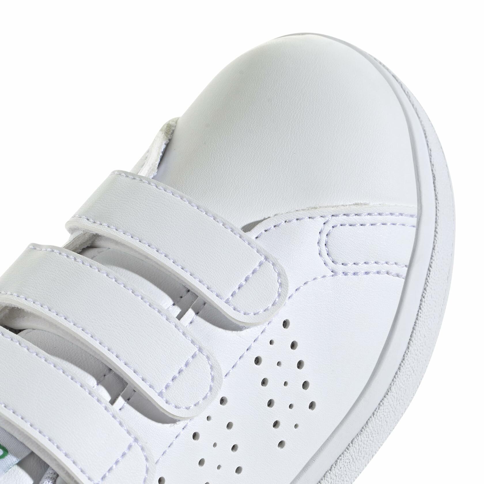 adidas Unisex-Kids Advantage Base 2.0, White/White/Green, 2