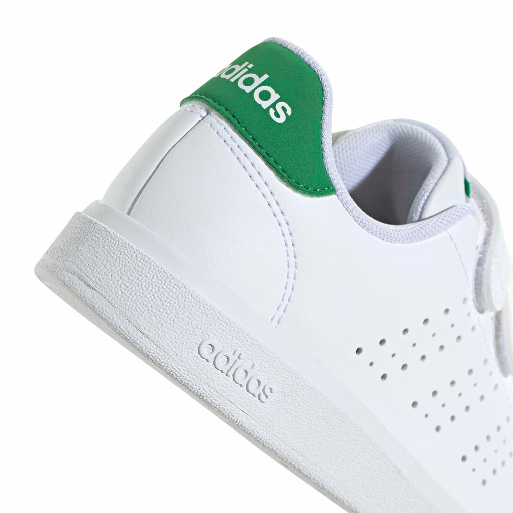 adidas Unisex-Kids Advantage Base 2.0, White/White/Green, 2