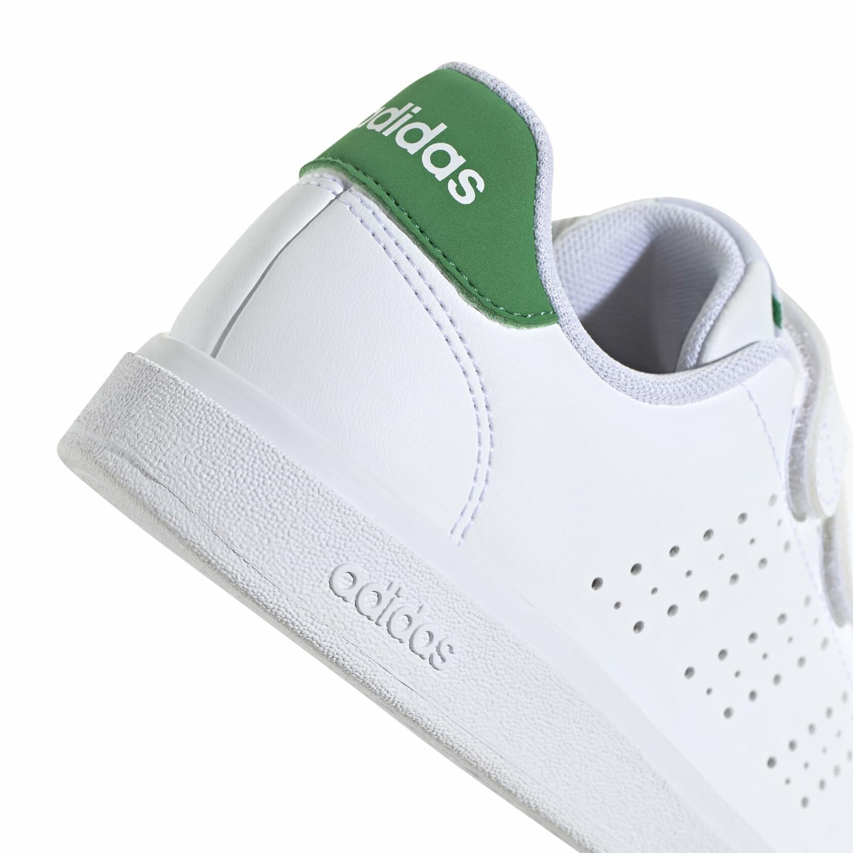 adidas Unisex-Kids Advantage Base 2.0, White/White/Green, 2