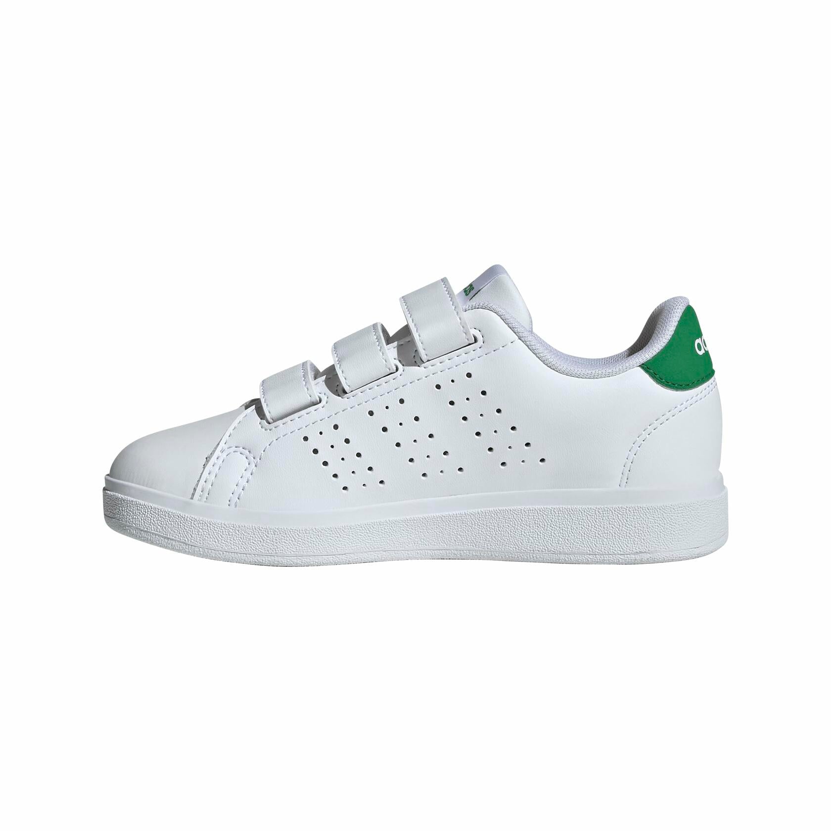 adidas Unisex-Kids Advantage Base 2.0, White/White/Green, 2