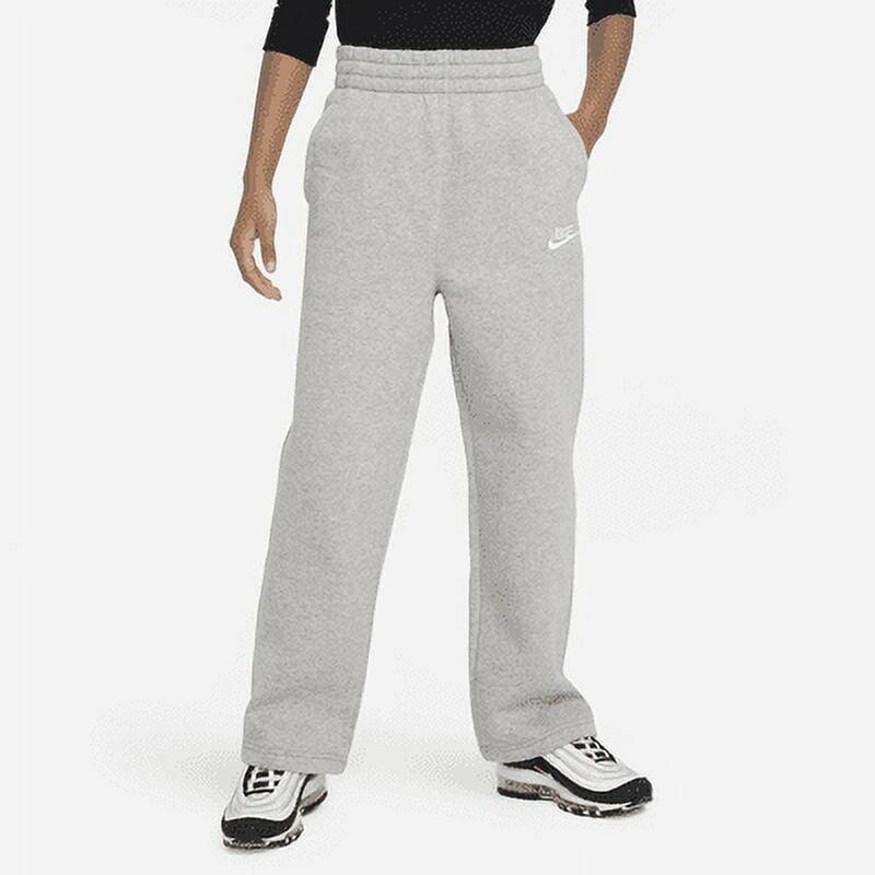 Nike Sportswear Club Fleece Big Kids  (Girls ) Wide-Leg Pants Color: Dark Grey Heather/Base Grey/White Size: XS