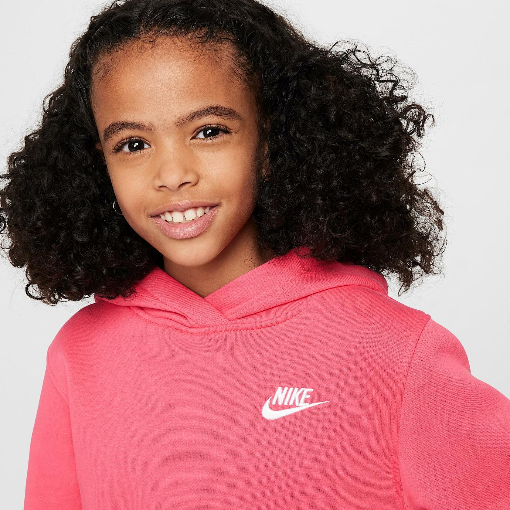 Nike Unisex-Child Sportswear Club Fleece Pullover Hoodie (Little Kid/Big Kid) Aster Pink/White XS Little Kid