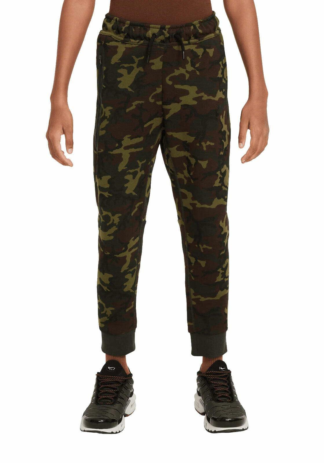 Nike Sportswear Tech Fleece Big Kids' (Boys') Camo Joggers (US, Alpha, Slim, Military Green -010)