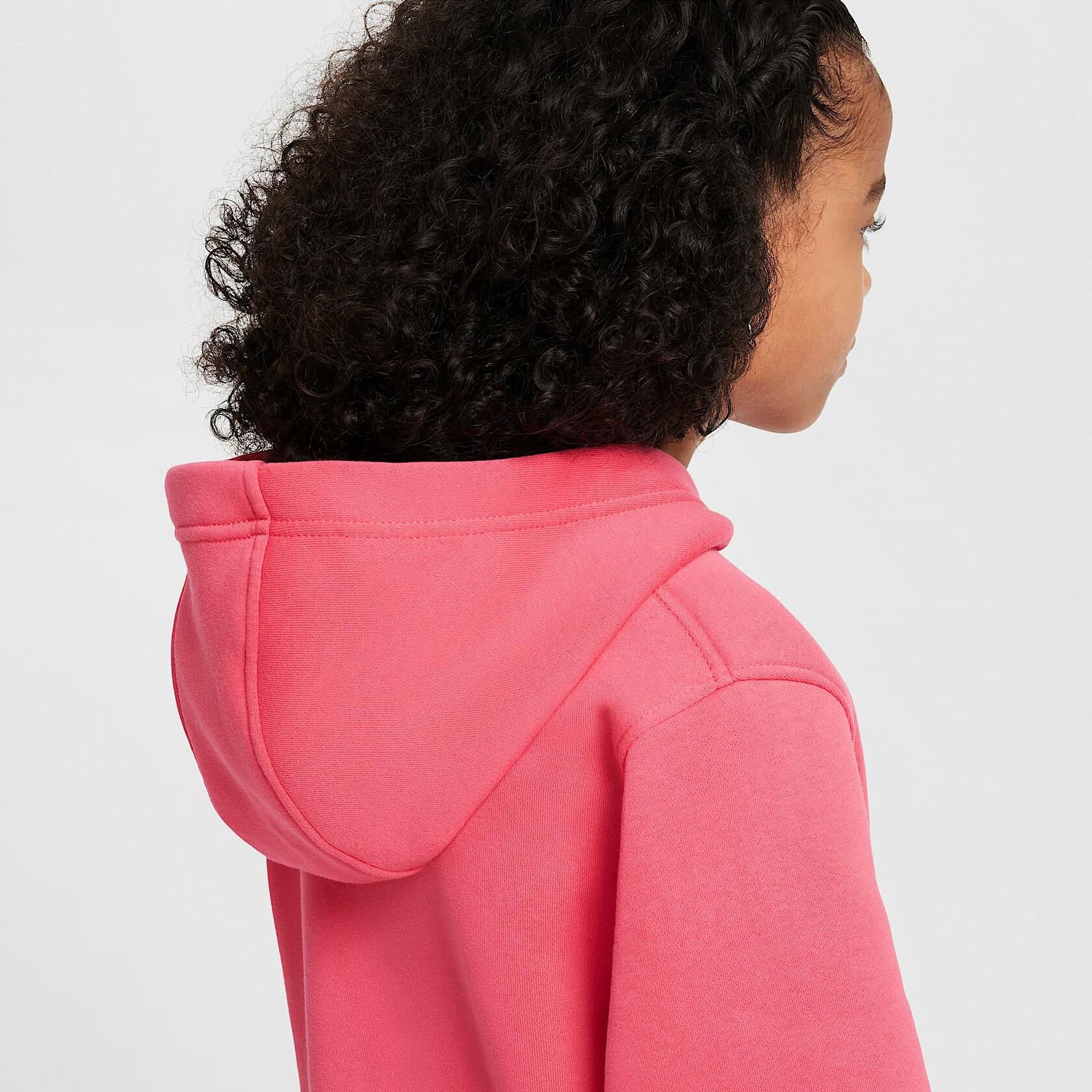 Nike Unisex-Child Sportswear Club Fleece Pullover Hoodie (Little Kid/Big Kid) Aster Pink/White XS Little Kid