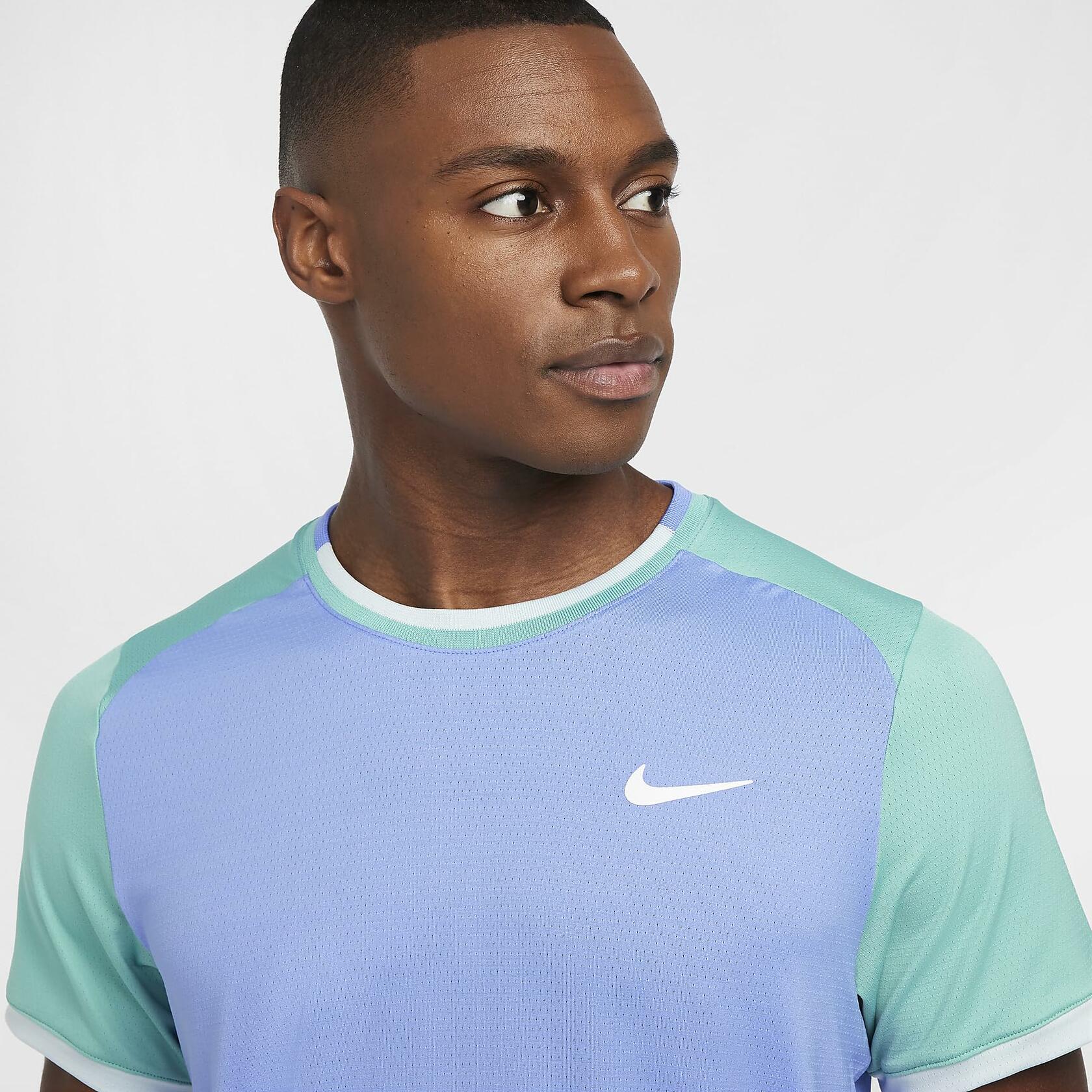 NikeCourt Advantage Men's Dri-FIT Tennis Top (Royal Pulse/Green Frost/Glacier, FD5320-494) Size Large