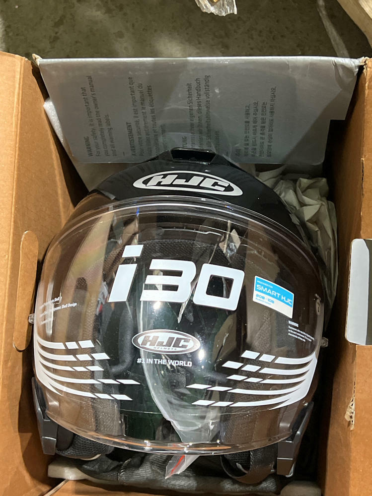 HJC Helmet Dot i30 Semi Flat Black Size large new in box black and white