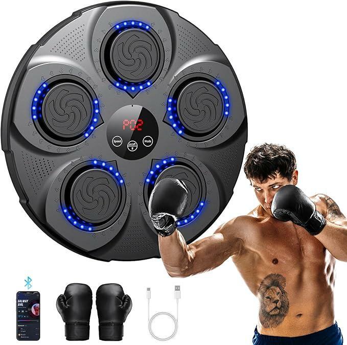Jayflaw Music Boxing Machine, Electronic Bluetooth Music Boxing Equipment Wall Mount, Large Adult Youth Professional Boxing Training Punching Equipment with Boxing Gloves, Boxing Game for Gym and Home