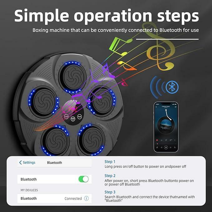 Jayflaw Music Boxing Machine, Electronic Bluetooth Music Boxing Equipment Wall Mount, Large Adult Youth Professional Boxing Training Punching Equipment with Boxing Gloves, Boxing Game for Gym and Home