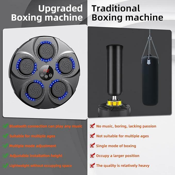 Jayflaw Music Boxing Machine, Electronic Bluetooth Music Boxing Equipment Wall Mount, Large Adult Youth Professional Boxing Training Punching Equipment with Boxing Gloves, Boxing Game for Gym and Home