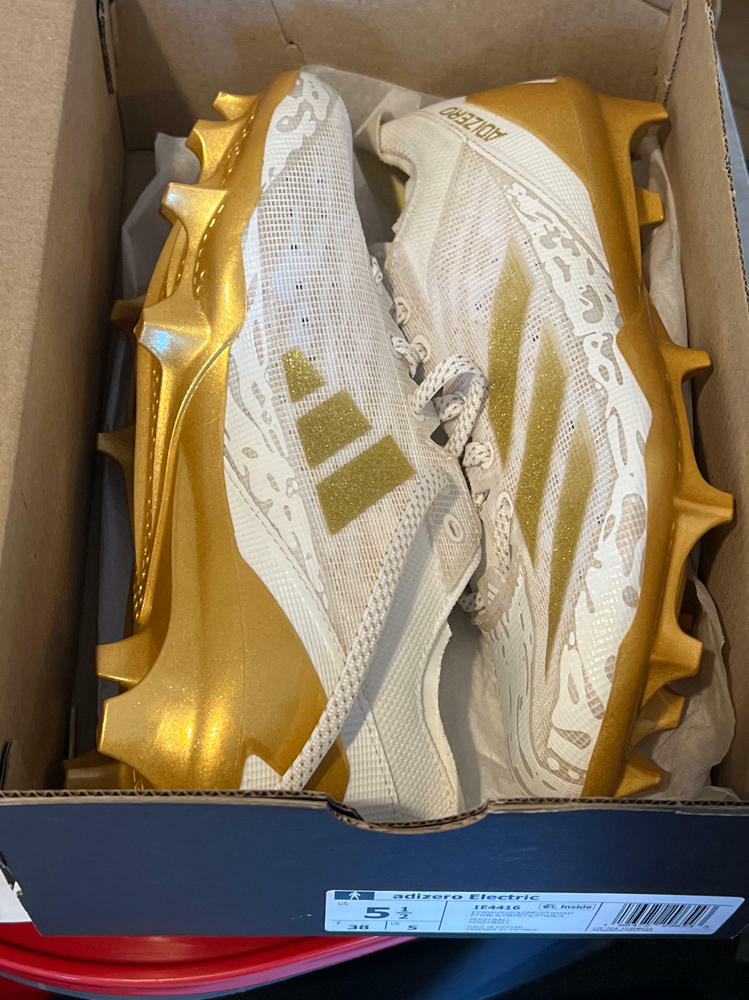 adidas Adizero Electric Mens Shoes Size 5.5, Color: Cloud White/Gold Metallic/Cloud White
