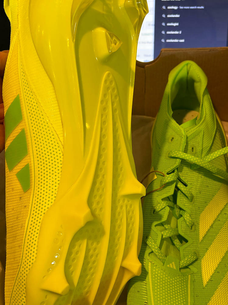 adidas Mens Adizero Electric Football Sneakers Shoes Cleated - Green, Yellow - Size 16 M, damaged box