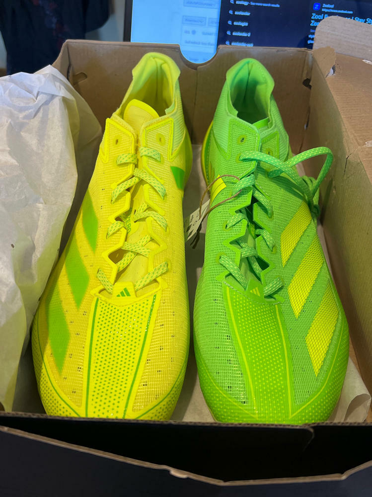 adidas Mens Adizero Electric Football Sneakers Shoes Cleated - Green, Yellow - Size 16 M, damaged box