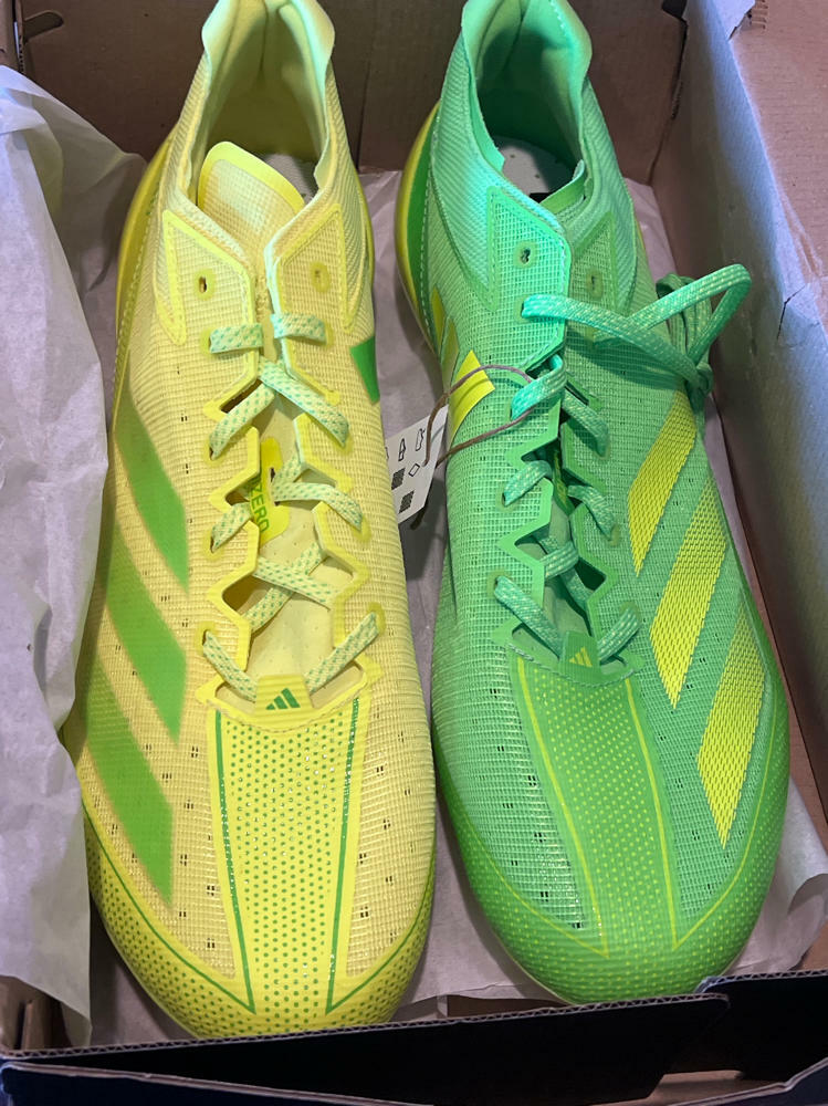 adidas Mens Adizero Electric Football Sneakers Shoes Cleated - Green, Yellow - Size 16 M, damaged box