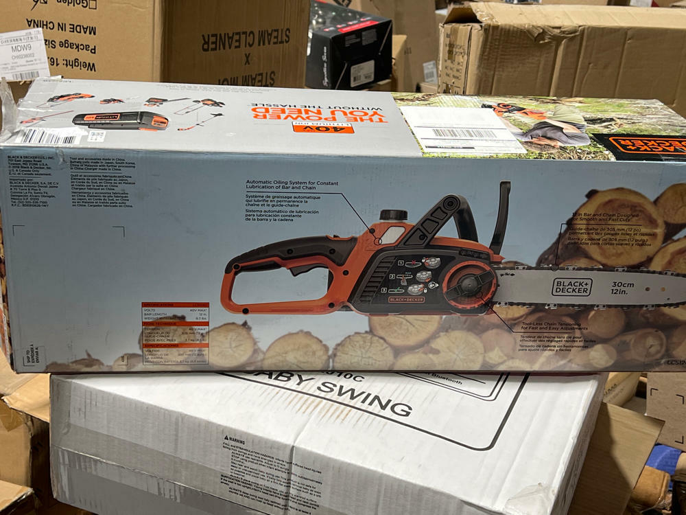 BLACK+DECKER 40V MAX Electric Chainsaw Cordless, 12 Inch Battery Chainsaw, Battery and Charger Included, Longer Runtime, Lightweight Rechargeable (LCS1240)