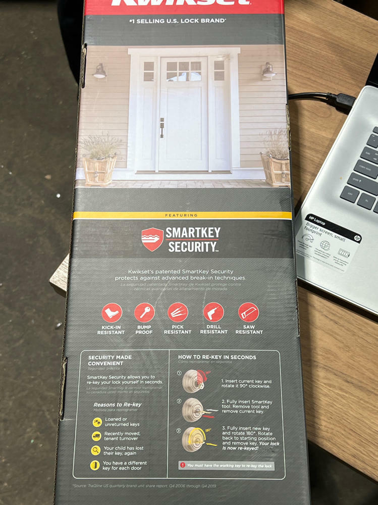 Kwikset Montara Front Door Lock Handle and Deadbolt Set, Entry Handleset Exterior with Interior Doorknob, Satin Nickel, Pick Resistant SmartKey Rekey Deadbolt Security, with Microban Protection