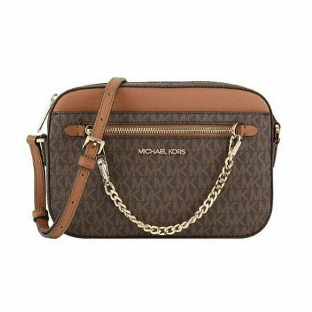 Michael Kors Women s Jet Set Signature PVC Crossbody Bag  Brown