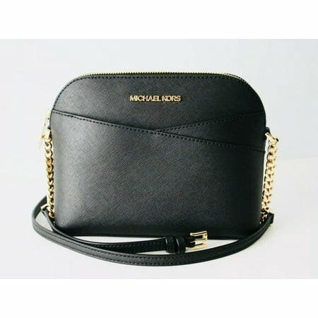 Michael Kors Jet Set Travel Medium Leather X Cross Dome Crossbody Handbag (Black