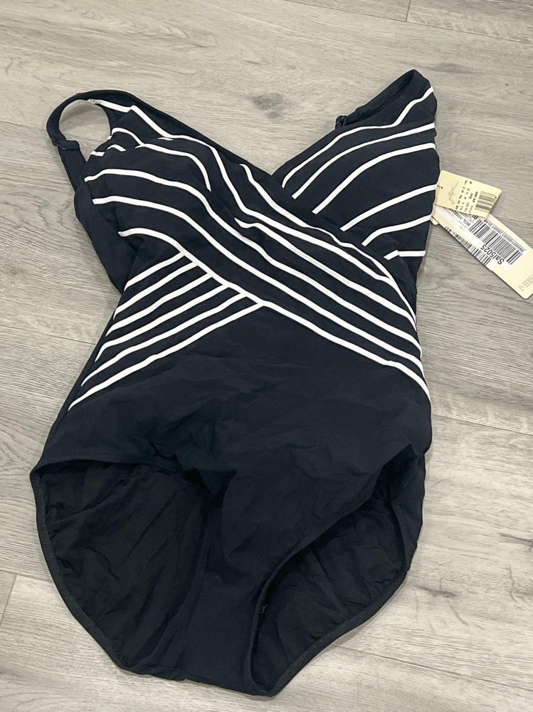 Gottex Women’s Embrace Black V-Neck Surplice One Piece Swimsuit - Soft Cups, Tummy Control and Back Lining Swim Essential