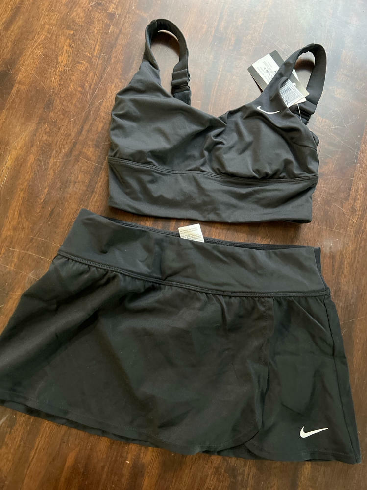 Nike Womens Midini Bikini Swim Top Separates and skort set black