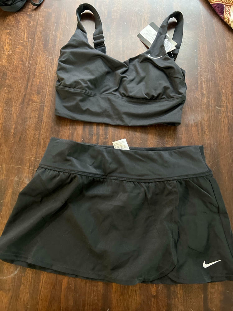 Nike Womens Midini Bikini Swim Top Separates and skort set black