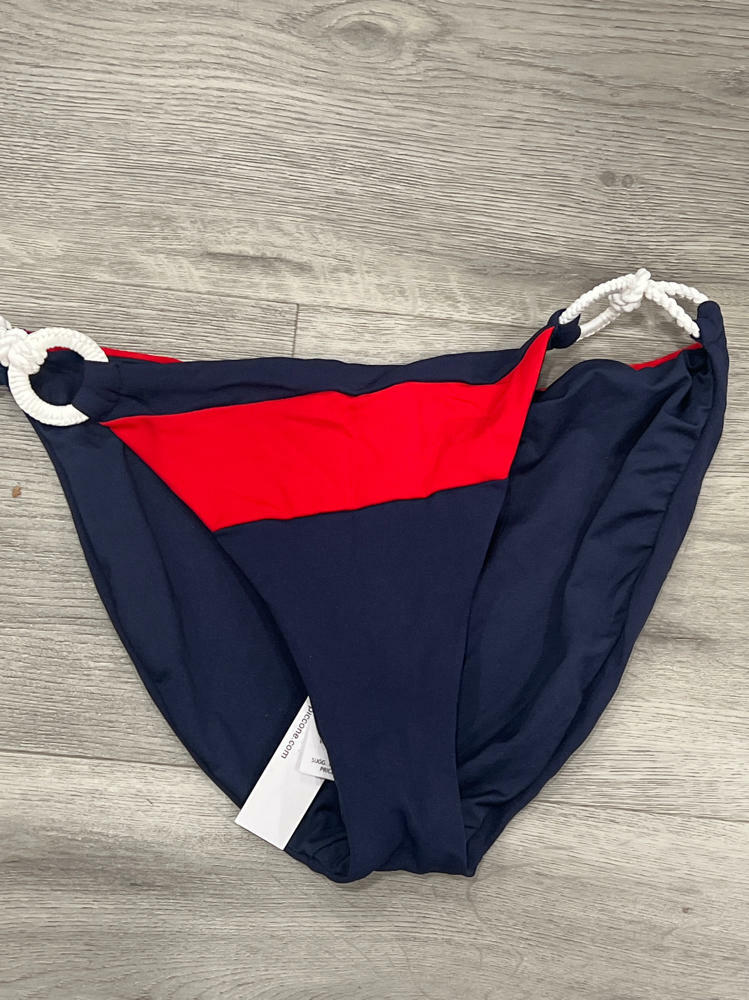 Robin Piccone Women's Standard Babe Side Tie Bottom, Navy Combo