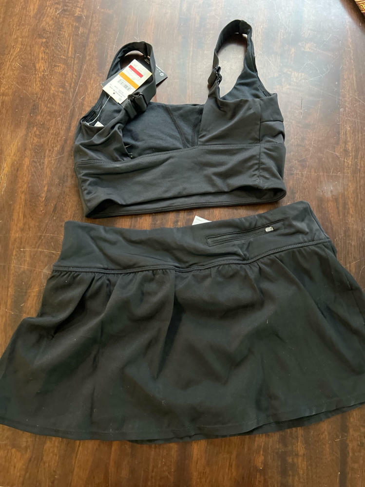 Nike Womens Midini Bikini Swim Top Separates and skort set black